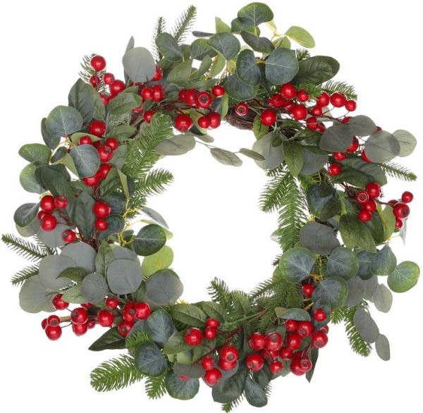 Декоративный венок «Красные Ягоды» Ø60см, искусственная хвоя