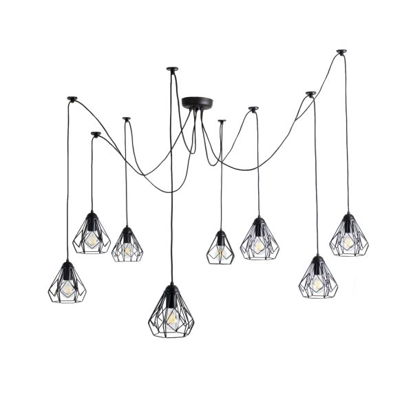 Люстра подвесная Atma Light 8 плафонов серии Capella Bevel Spider-8 Black