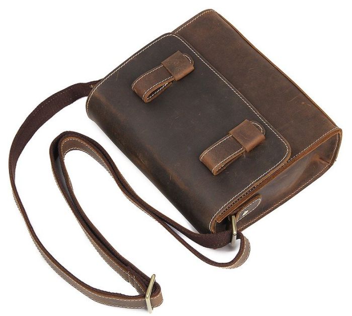 Cумка мужская-почтальонка в винтажной коже Vintage 14980 Коричневая