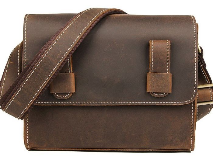 Cумка мужская-почтальонка в винтажной коже Vintage 14980 Коричневая