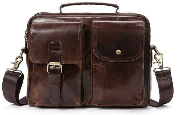 Деловая сумка на плечо кожаная Vintage 14820 Коричневая