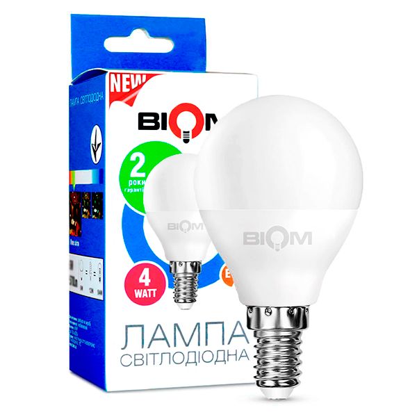 Светодиодная лампа BIOM BT-545 G45 4W E14 3000K (Шар)