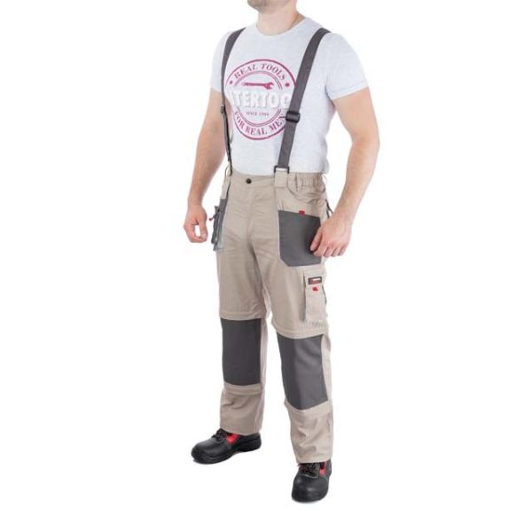 Брюки трансформер рабочие с лямками 6 в 1, 100% хлопок, плотность 180 г/м2, XXXL INTERTOOL SP-3046