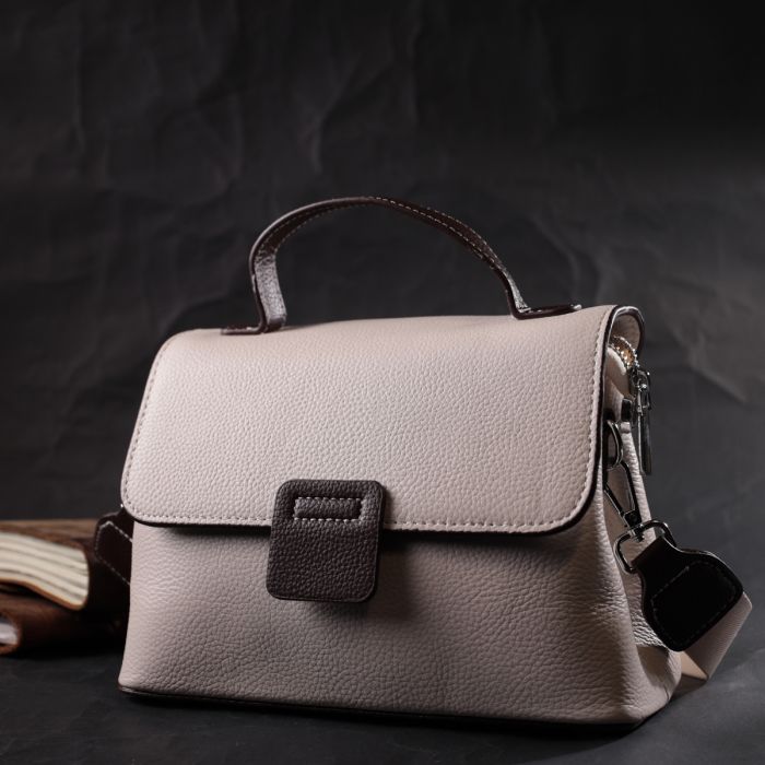 Элегантная сумка сэтчел для женщин из натуральной кожи Vintage 22290 Белая