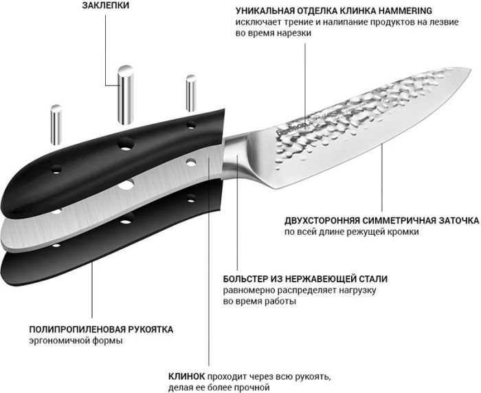 Нож поварской Fissman Hattori 15см hammered из нержавеющей стали