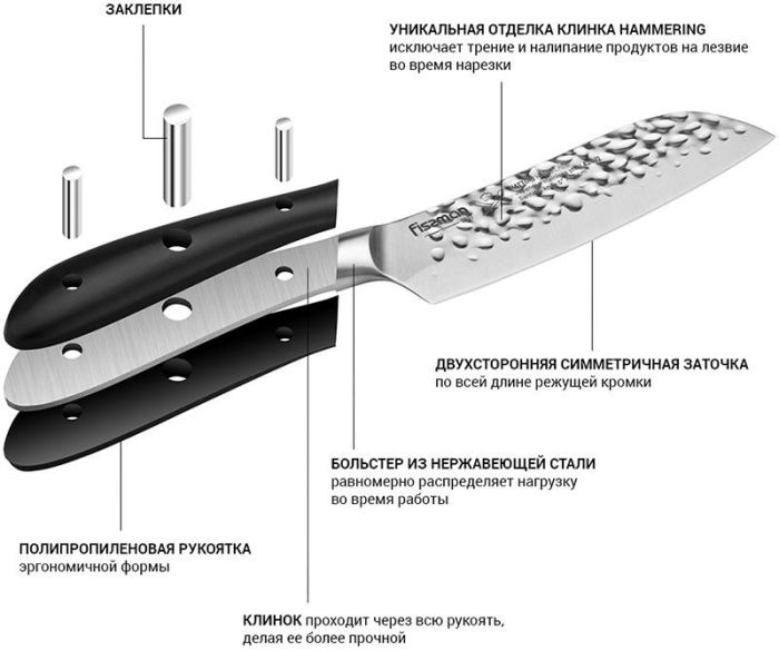 Нож сантоку Fissman Hattori 13см hammered из нержавеющей стали