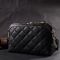 Классическая женская сумка через плечо из натуральной стеганной кожи Vintage 22315 Черная
