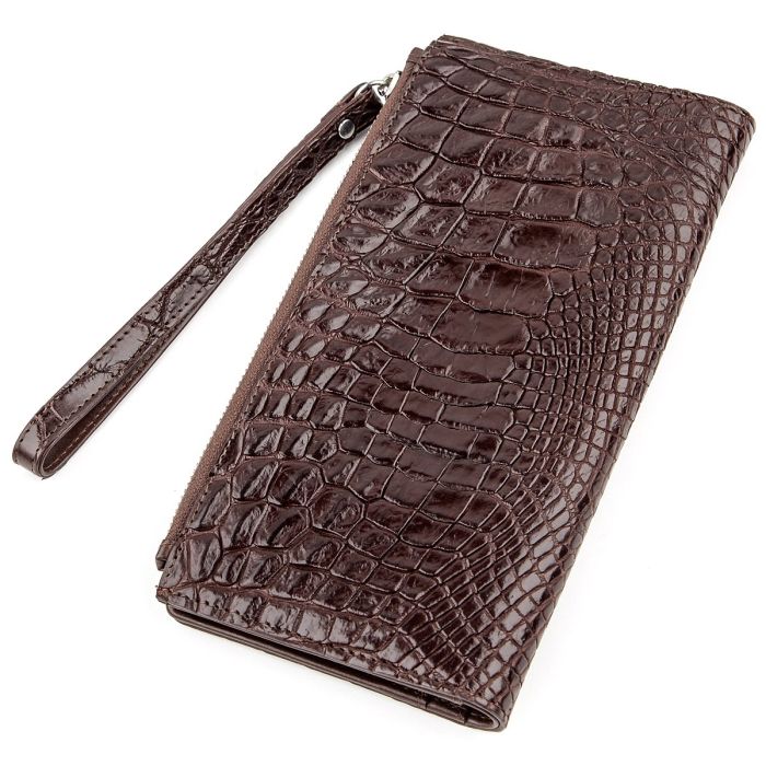 Клатч CROCODILE LEATHER 18290 из натуральной кожи крокодила Коричневый