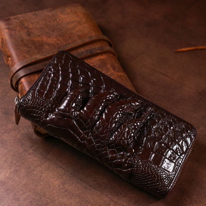 Клатч мужской CROCODILE LEATHER 18273 из натуральной кожи крокодила Коричневый