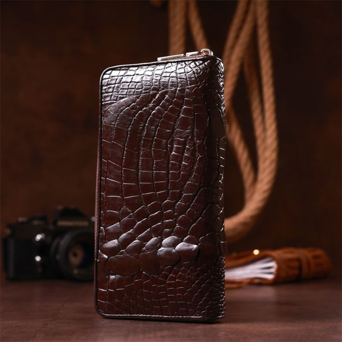 Клатч мужской CROCODILE LEATHER 18273 из натуральной кожи крокодила Коричневый