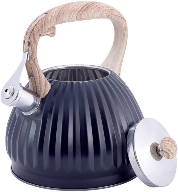 Чайник Kamille Whistling Kettle Black 3л из нержавеющей стали со свистком, черный