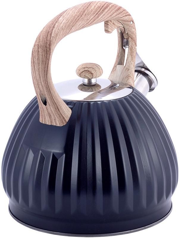 Чайник Kamille Whistling Kettle Black 3л из нержавеющей стали со свистком, черный