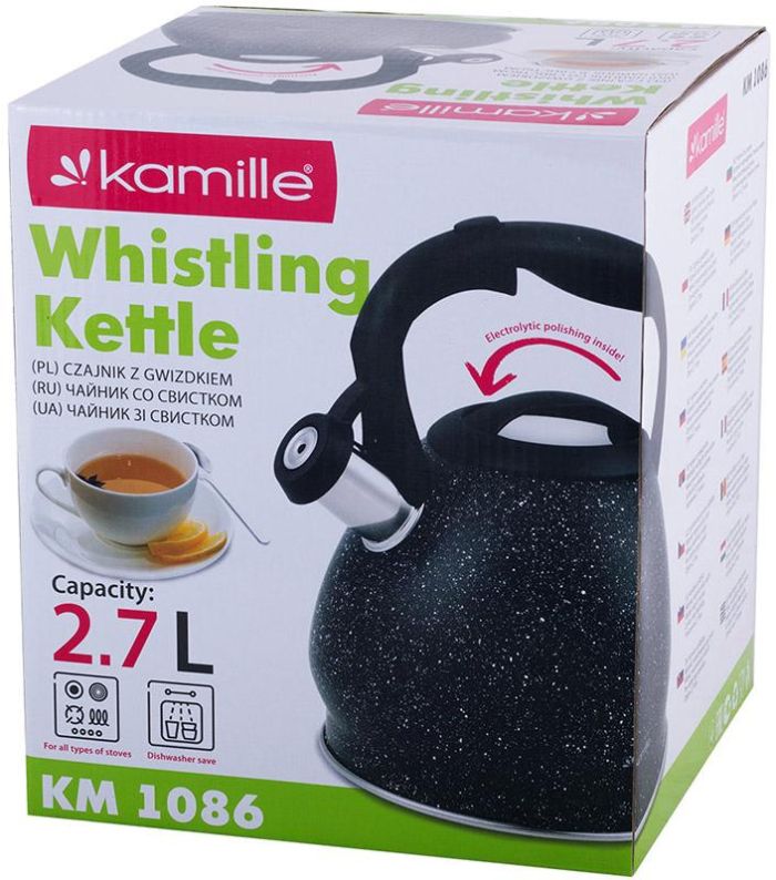 Чайник Kamille Whistling Kettle Marble 2.7л из нержавеющей стали со свистком