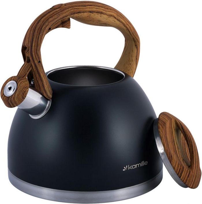 Чайник Kamille Whistling Kettle Black 2.7л из нержавеющей стали со свистком