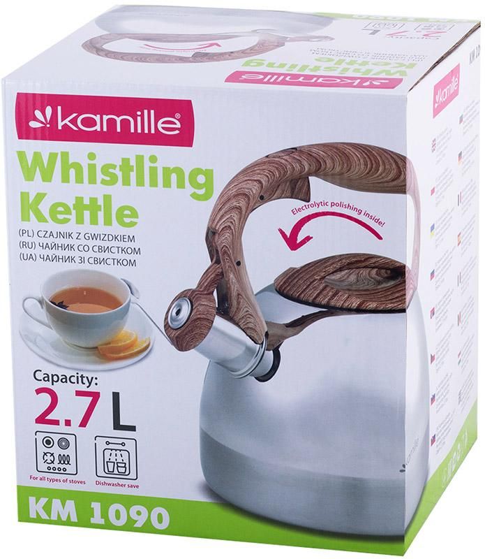 Чайник Kamille Whistling Kettle 2.7л из нержавеющей стали сатин со свистком