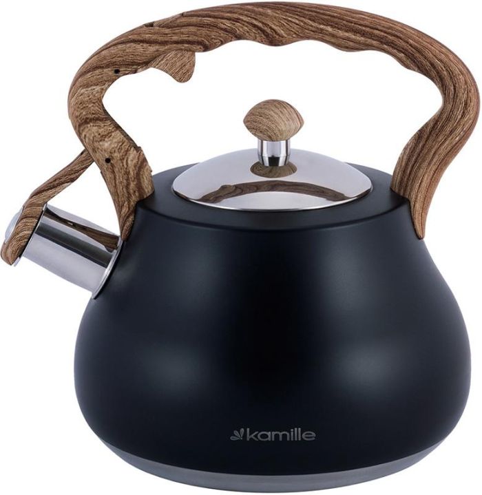 Чайник Kamille Whistling Kettle Black 2.7л из нержавеющей стали со свистком (черный)