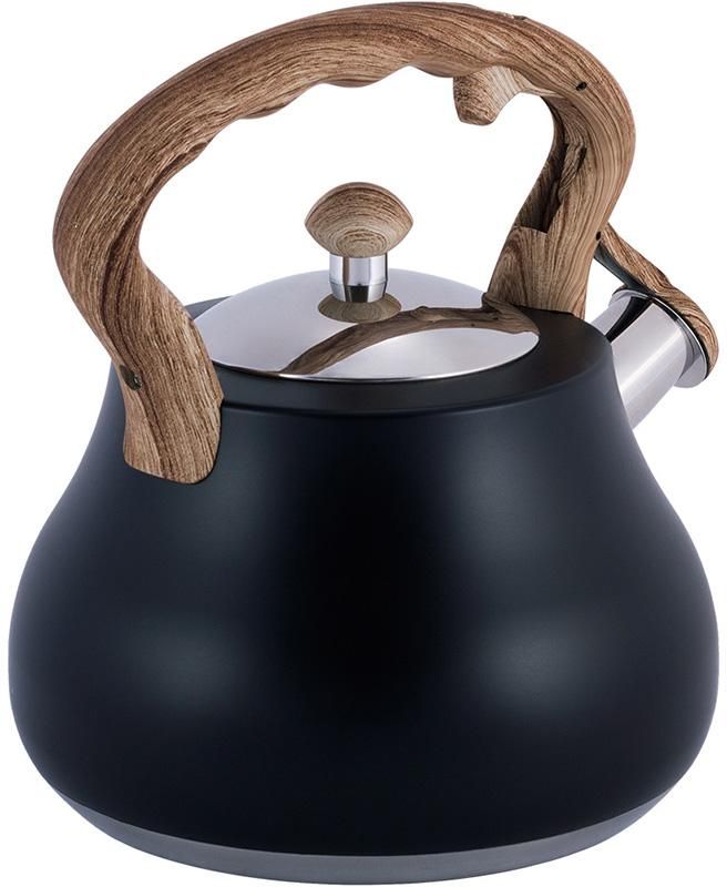 Чайник Kamille Whistling Kettle Black 2.7л из нержавеющей стали со свистком (черный)