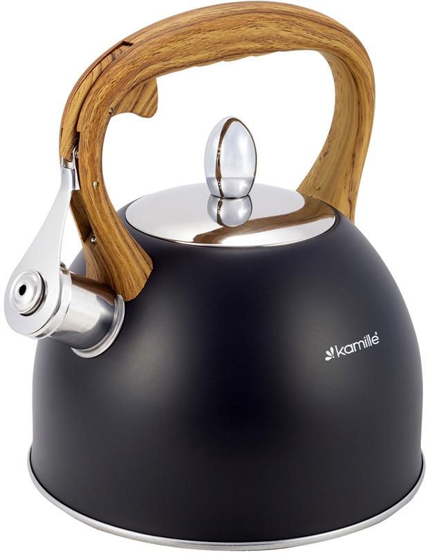 Чайник Kamille Whistling Kettle Black 2.5л из нержавеющей стали со свистком (черный)