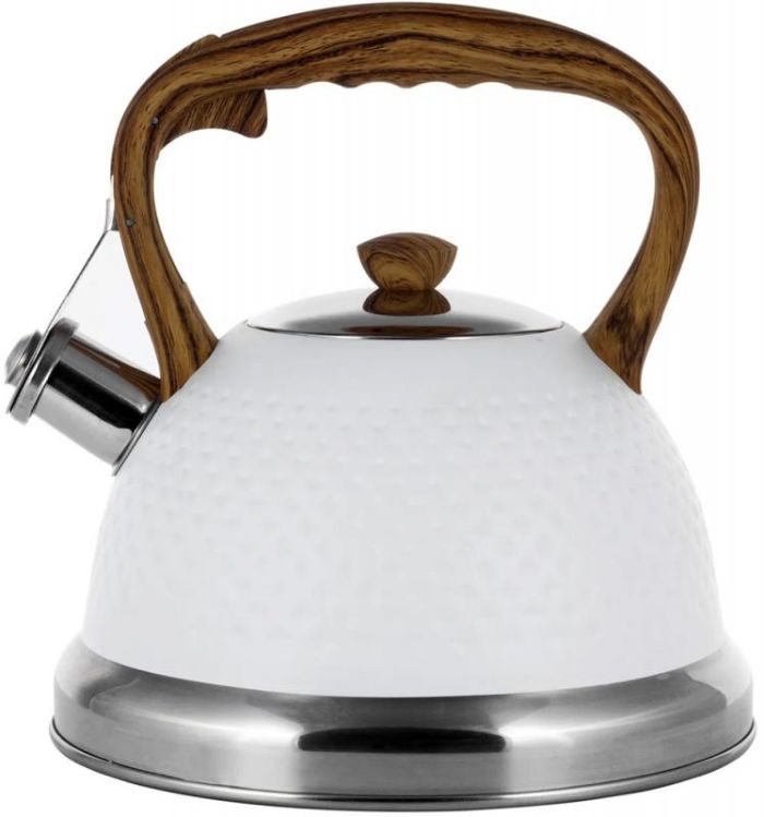 Чайник Kamille Whistling Kettle White 2.7л из нержавеющей стали со свистком