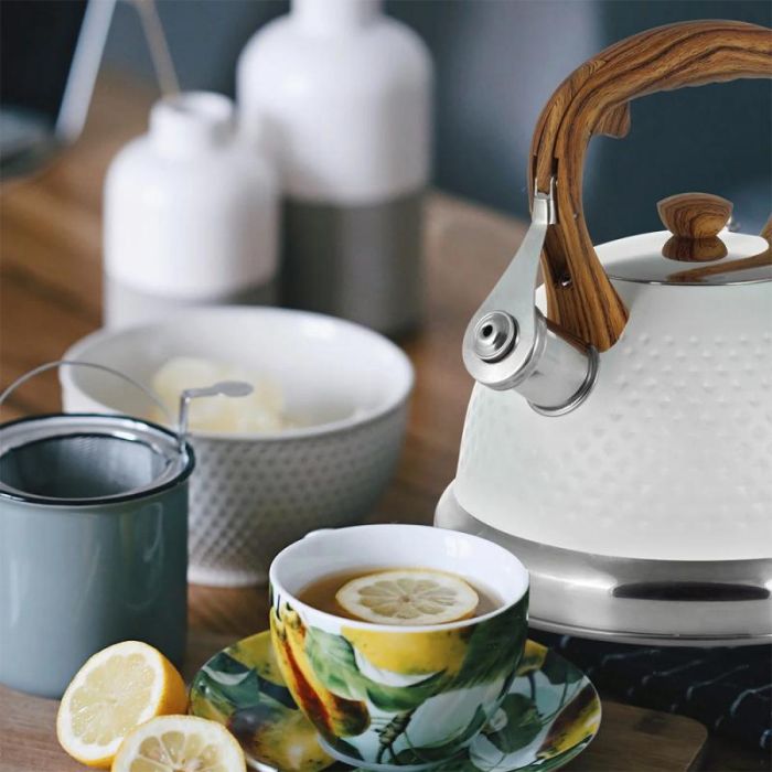 Чайник Kamille Whistling Kettle White 2.7л из нержавеющей стали со свистком