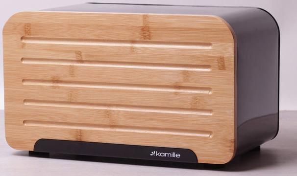 Хлебница Kamille Breadbasket Steel&Bamboo 35х20см из нержавеющей стали