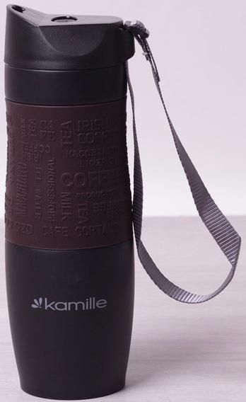 Термокружка Kamille Coffee 480мл с ремешком, нержавеющая сталь