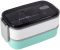 Ланч-бокс Kamille Snack 1400мл, двухуровневый с приборами, бирюзовый