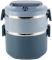 Ланч-бокс Kamille Snack 1700мл двухуровневый, пластик и нержавеющая сталь, синий