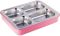 Ланч-бокс Kamille Snack 1800мл на 4 секции, пластик и нержавеющая сталь, розовый