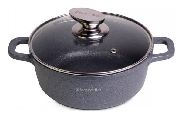 Кастрюля Kamille Landes Grey 2.3л с литыми алюминиевыми ручками