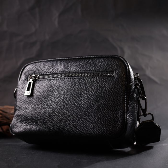Компактная женская сумка кросс-боди из натуральной кожи Vintage 22294 Черная