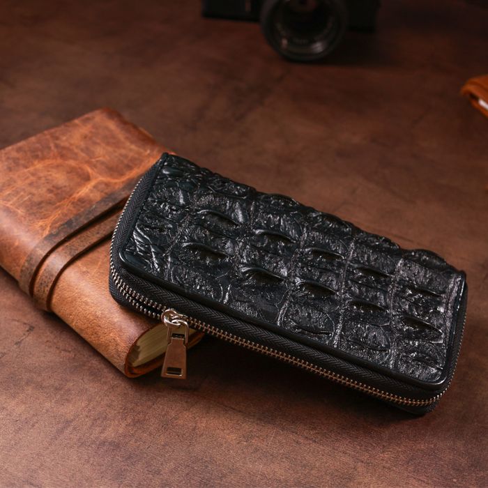 Кошелек-клатч CROCODILE LEATHER 18012 из натуральной кожи крокодила Черный