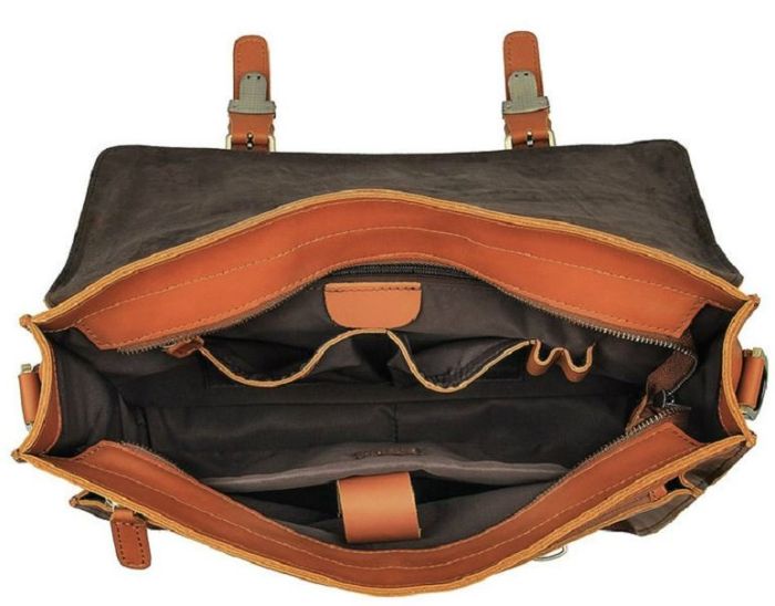 Кожаный портфель матовый Vintage 14937 Рыжий