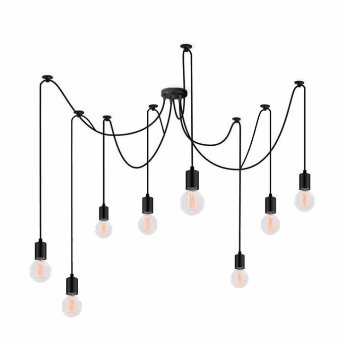 Люстра подвесная Atma Light 8 плафонов серии Loft Spider-8 Black