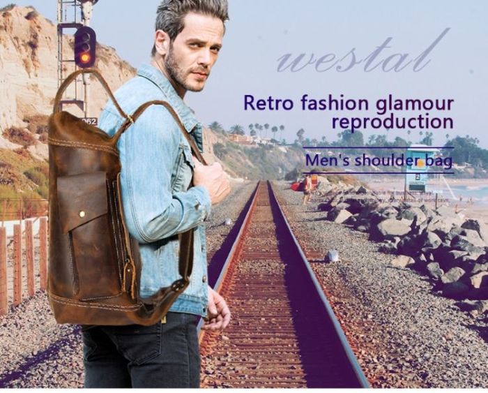 Мужская винтажная сумка через плечо Vintage 14782 Коричневая
