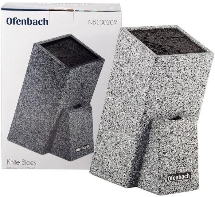 Подставка-колода Ofenbach Black Lead для кухонных ножей 11х11х26см с секцией для ножниц