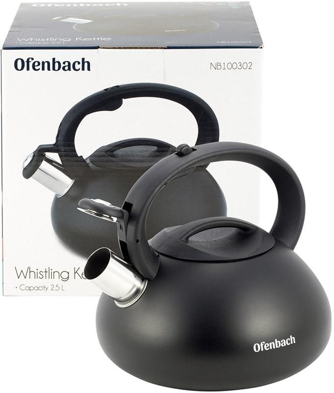 Чайник Ofenbach Happy Kettle 2.5л из нержавеющей стали со свистком, черный матовый