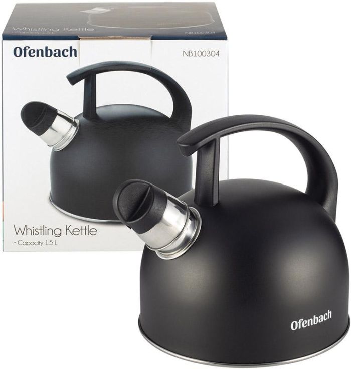 Чайник Ofenbach Magic Kettle 1.5л из нержавеющей стали со свистком, черный матовый