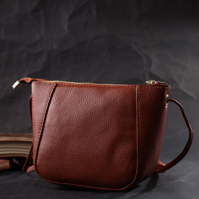 Небольшая женская сумка через плечо из натуральной кожи Vintage 22300 Коричневая
