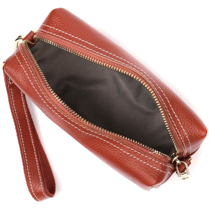 Оригинальная женская сумка с двумя ремнями из натуральной кожи Vintage 22273 Коричневый