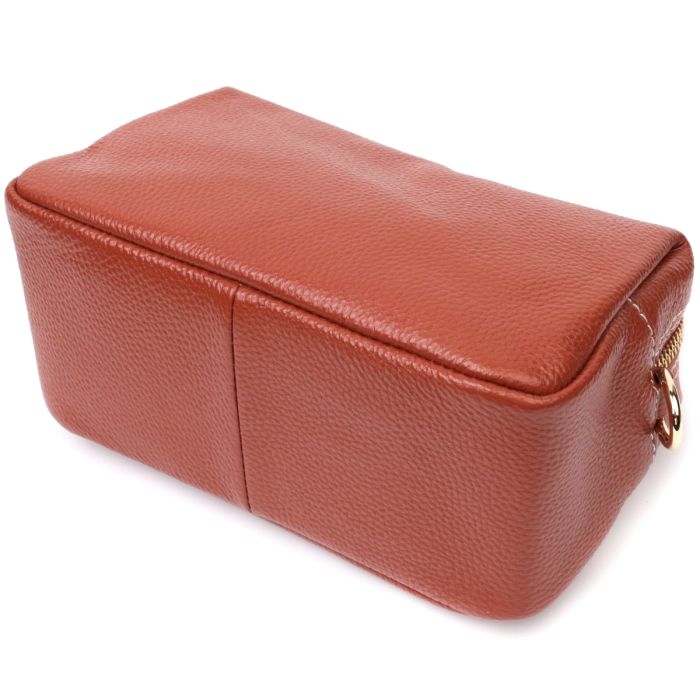 Оригинальная женская сумка с двумя ремнями из натуральной кожи Vintage 22273 Коричневый