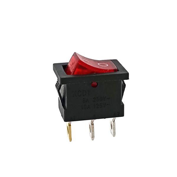 Кнопка АВаТар квадратная 3 контакта маленькая красная с подсветкой 6А(при 220В)