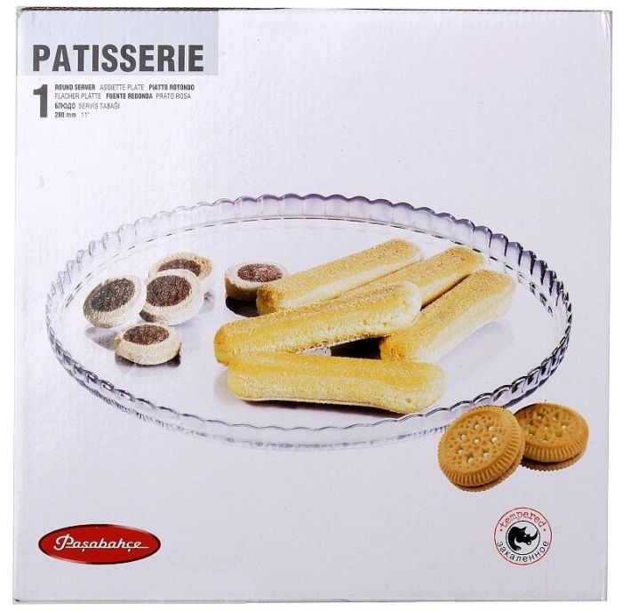 Блюдо Patisserie Ø280мм, стеклянное, с бортом