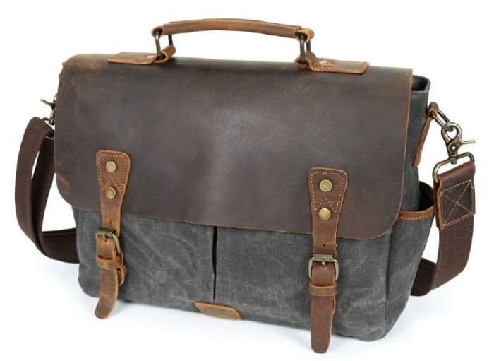 Портфель текстильный Vintage 20063 Cерый