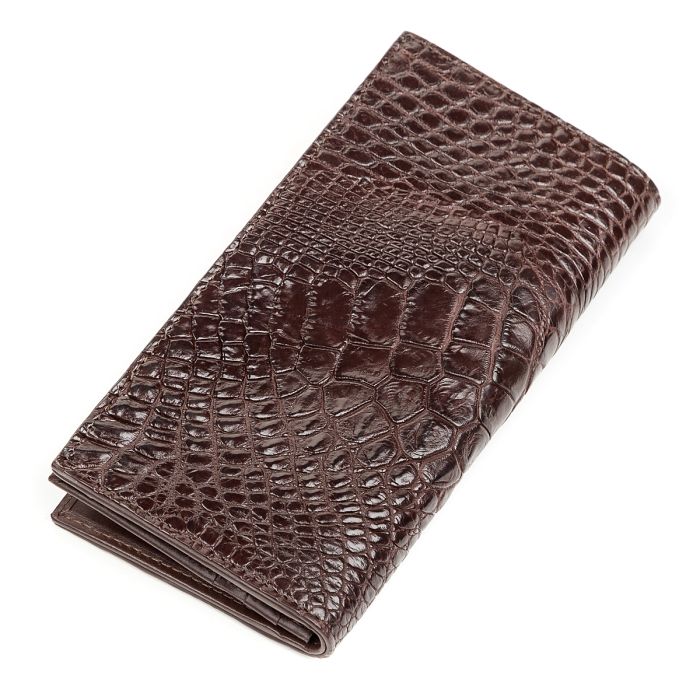 Портмоне вертикальное CROCODILE LEATHER 18266 из натуральной кожи крокодила Коричневое