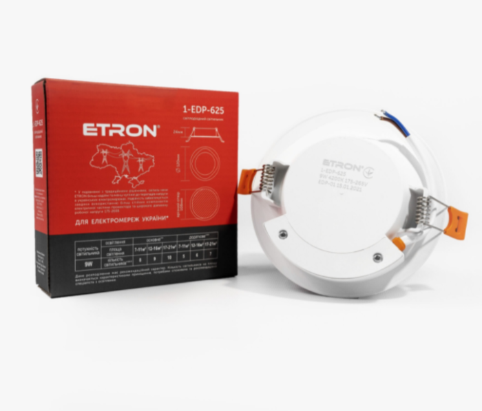 Светильник ETRON 1-EDP-625 9W 4200К ІР40 круг