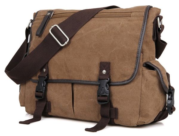 Сумка мужская Vintage 14412 текстильная Коричневая