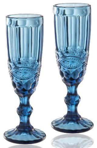 Набор 6 бокалов для шампанского Elodia Винтаж 180мл, кобальтовое стекло