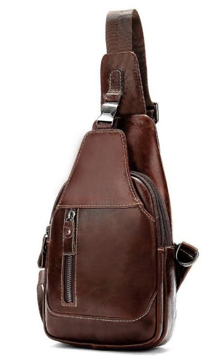 Сумка через плечо гладкая кожаная Vintage 14814 Коричневая