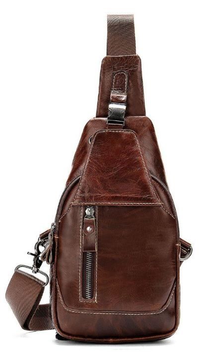 Сумка через плечо гладкая кожаная Vintage 14814 Коричневая